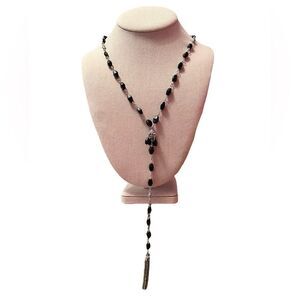 🤯5/$20🤯 NWT A&C Super Long Black And Silver Sautoir Necklace